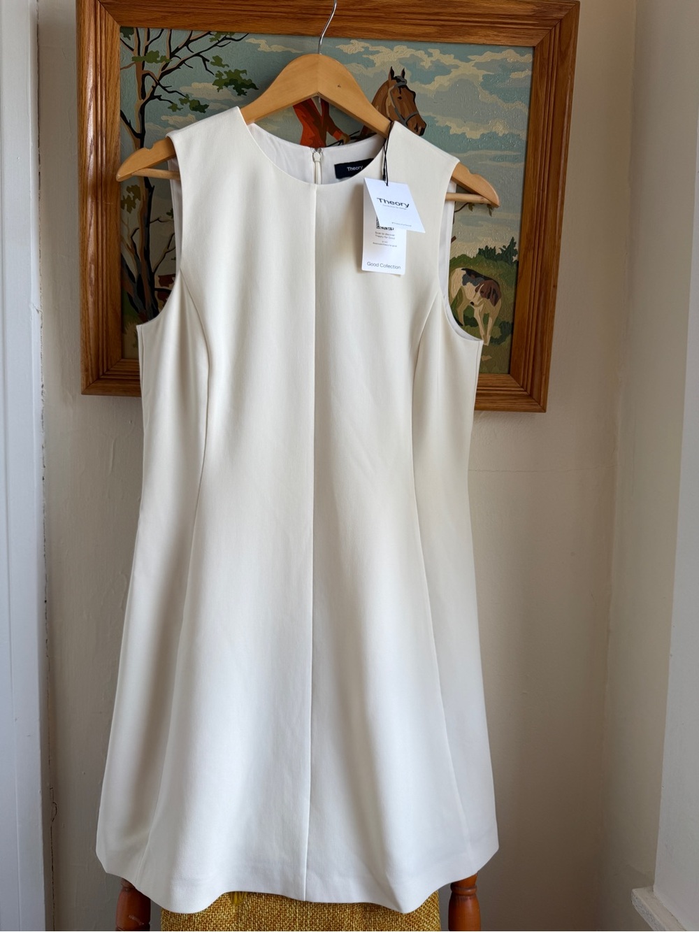NWT Theory Easy Flare Dress Rice Admiral Crepe Sleeveless A Line Dress Size 8
